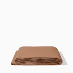 Drap plat en percale de coton - Brun