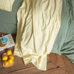 Drap plat en percale de coton - Jaune Yuzu