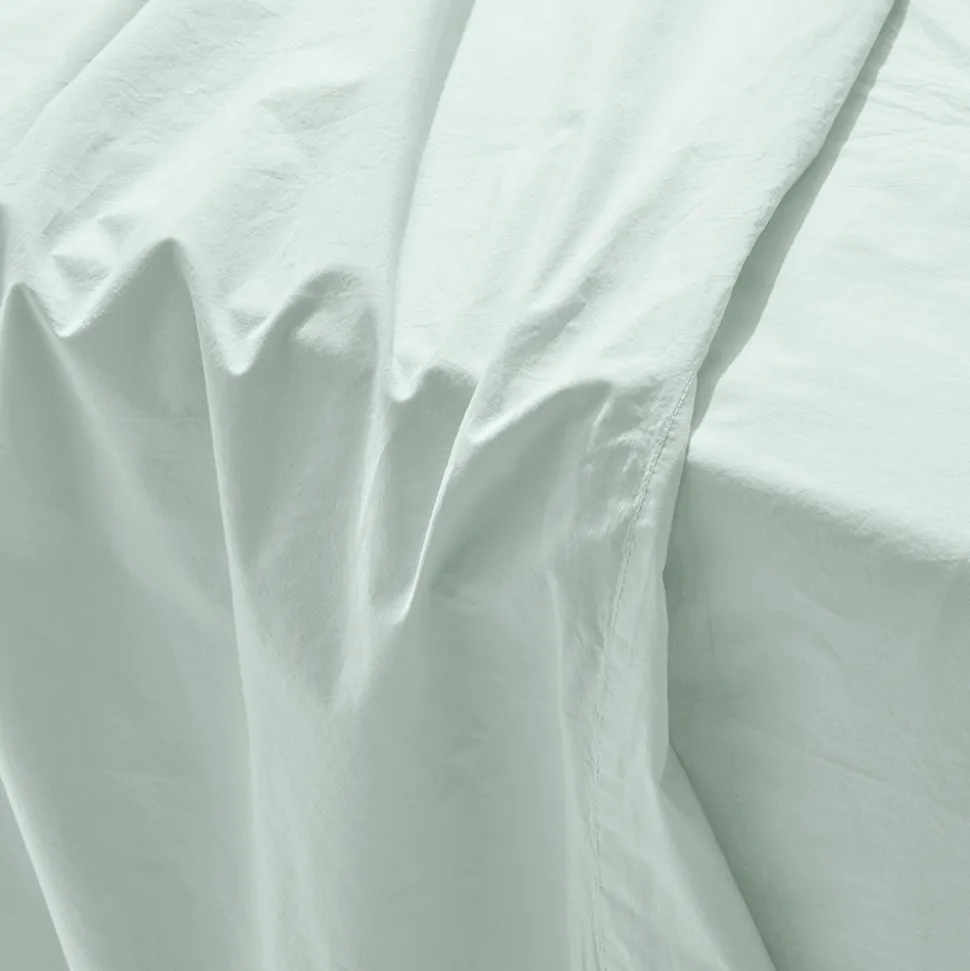 Drap plat en percale de coton - Bleu d'Eau