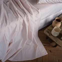 Drap plat en percale de coton - Rosé Poudré