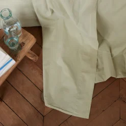 Drap plat en percale de coton - Vert Sauge