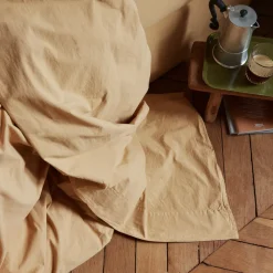 Drap plat en percale de coton - Brun Sarrasin