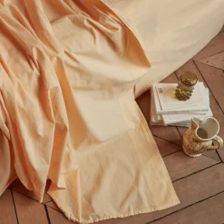 Drap plat en percale de coton - Jaune Orge