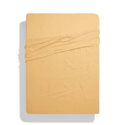 Drap plat en percale de coton - Jaune Orge
