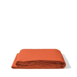 Drap plat en percale de coton - Rouge Ocre