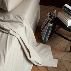 Drap plat en percale de coton - Beige Dune