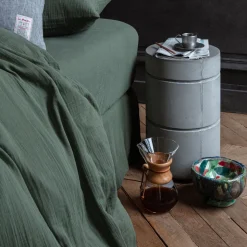 Drap-housse en gaze de coton - Vert Luxembourg