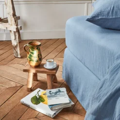 Drap-housse en gaze de coton - Bleu Zinc