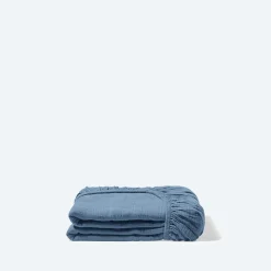 Drap-housse en gaze de coton - Bleu Zinc