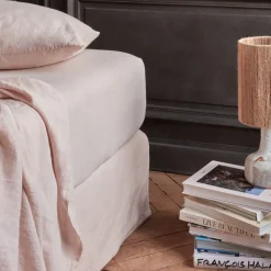 Drap-housse en lin lavé - Beige Rosé