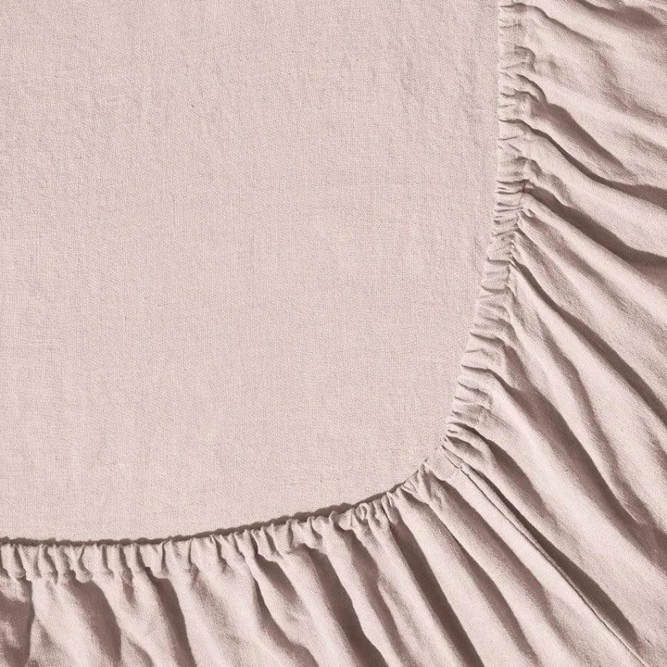 Drap-housse en lin lavé - Beige Rosé