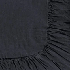 Drap-housse en lin lavé - Bleu Encre