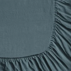Drap-housse en lin lavé - Bleu Pétrole
