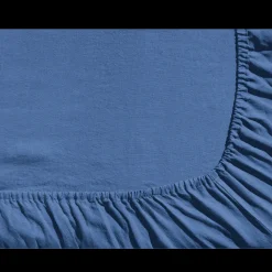 Drap-housse en lin lavé - Bleu Paros