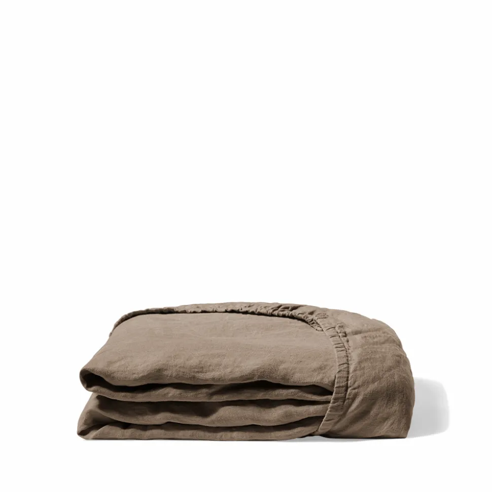 Drap-housse en lin lavé - Brun Cha Iro
