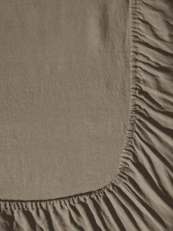 Drap-housse en lin lavé - Brun Cha Iro