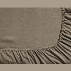 Drap-housse en lin lavé - Brun Cha Iro