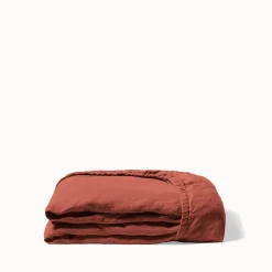 Drap-housse en lin lavé - Rouge Urushi