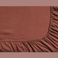 Drap-housse en lin lavé - Rouge Urushi