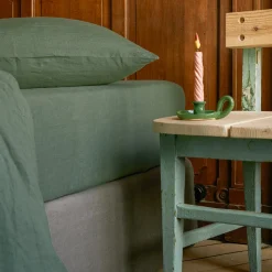 Drap-housse en lin lavé - Vert d'Anduze