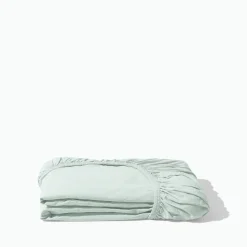 Drap-housse en percale de coton - Bleu d'Eau