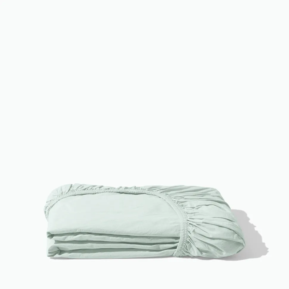 Drap-housse en percale de coton - Bleu d'Eau