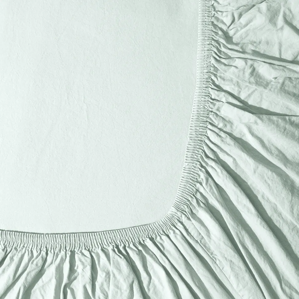 Drap-housse en percale de coton - Bleu d'Eau