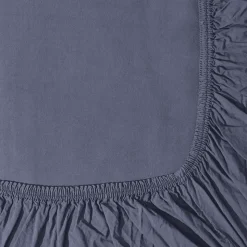 Drap-housse en percale de coton - Bleu d'Orage