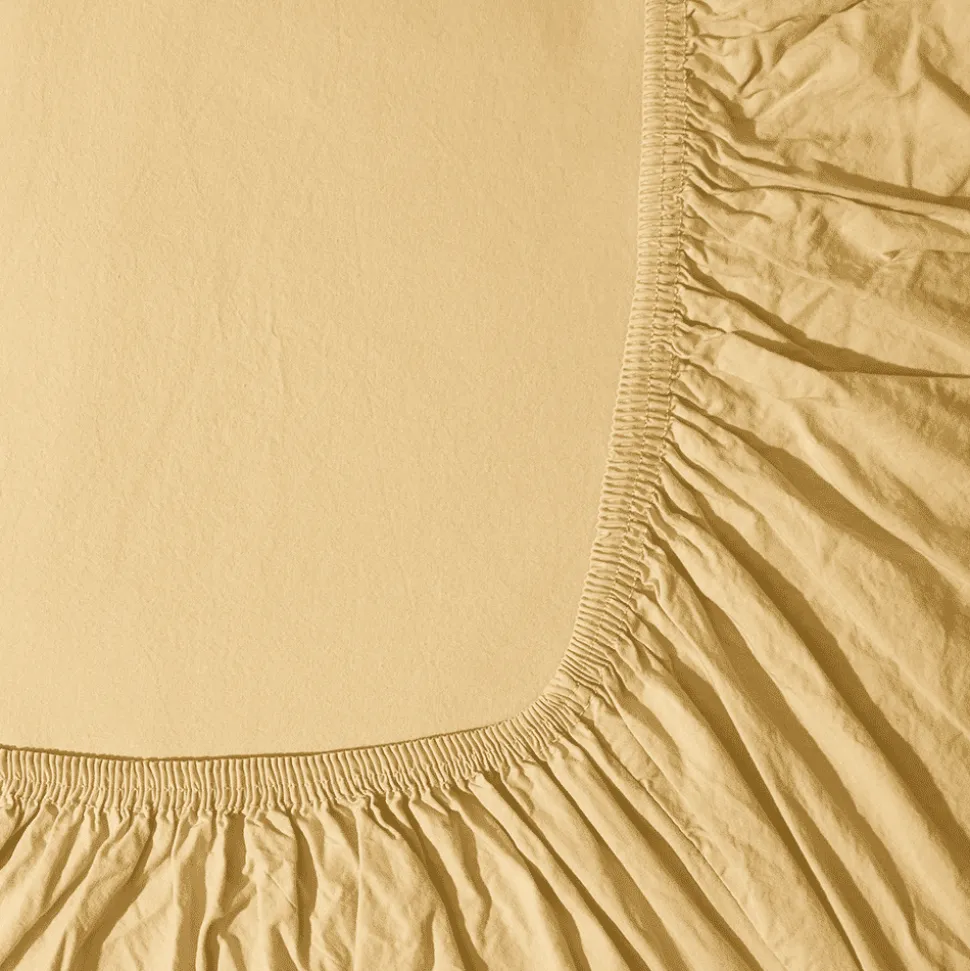 Drap-housse en percale de coton - Jaune Orge