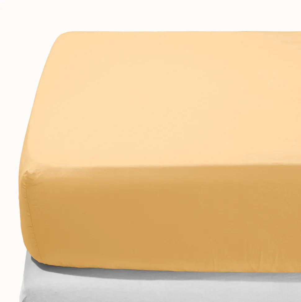Drap-housse en percale de coton - Jaune Orge