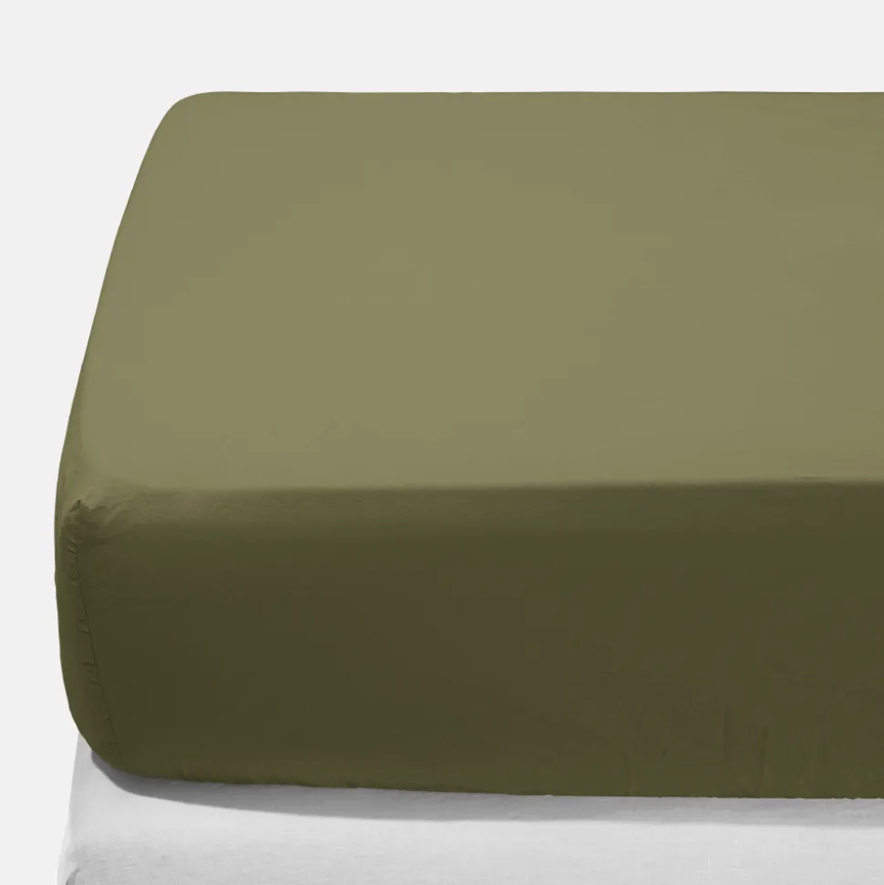 Drap-housse en percale de coton - Vert Camouflage