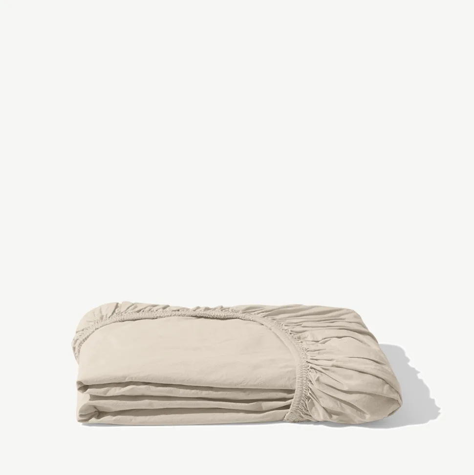 Drap-housse en percale de coton - Beige Dune