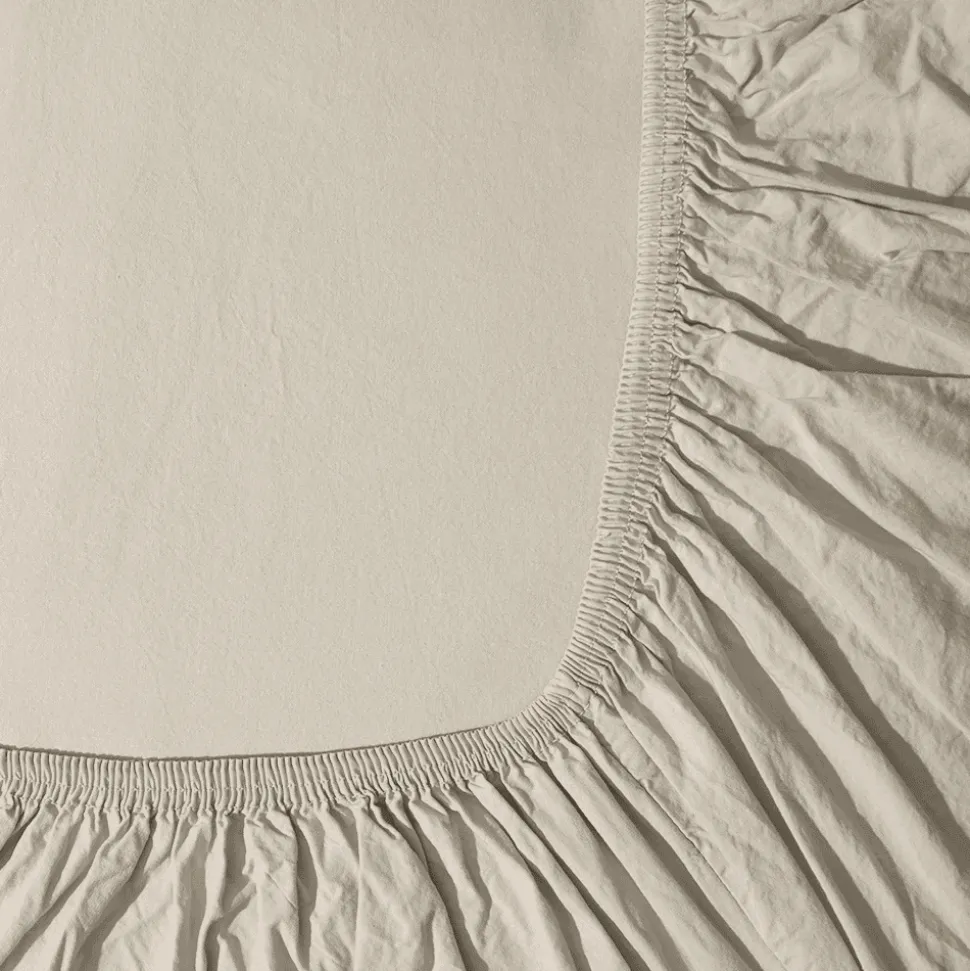 Drap-housse en percale de coton - Beige Dune