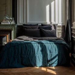 Édredon en 100% lin lavé - Bleu Pétrole