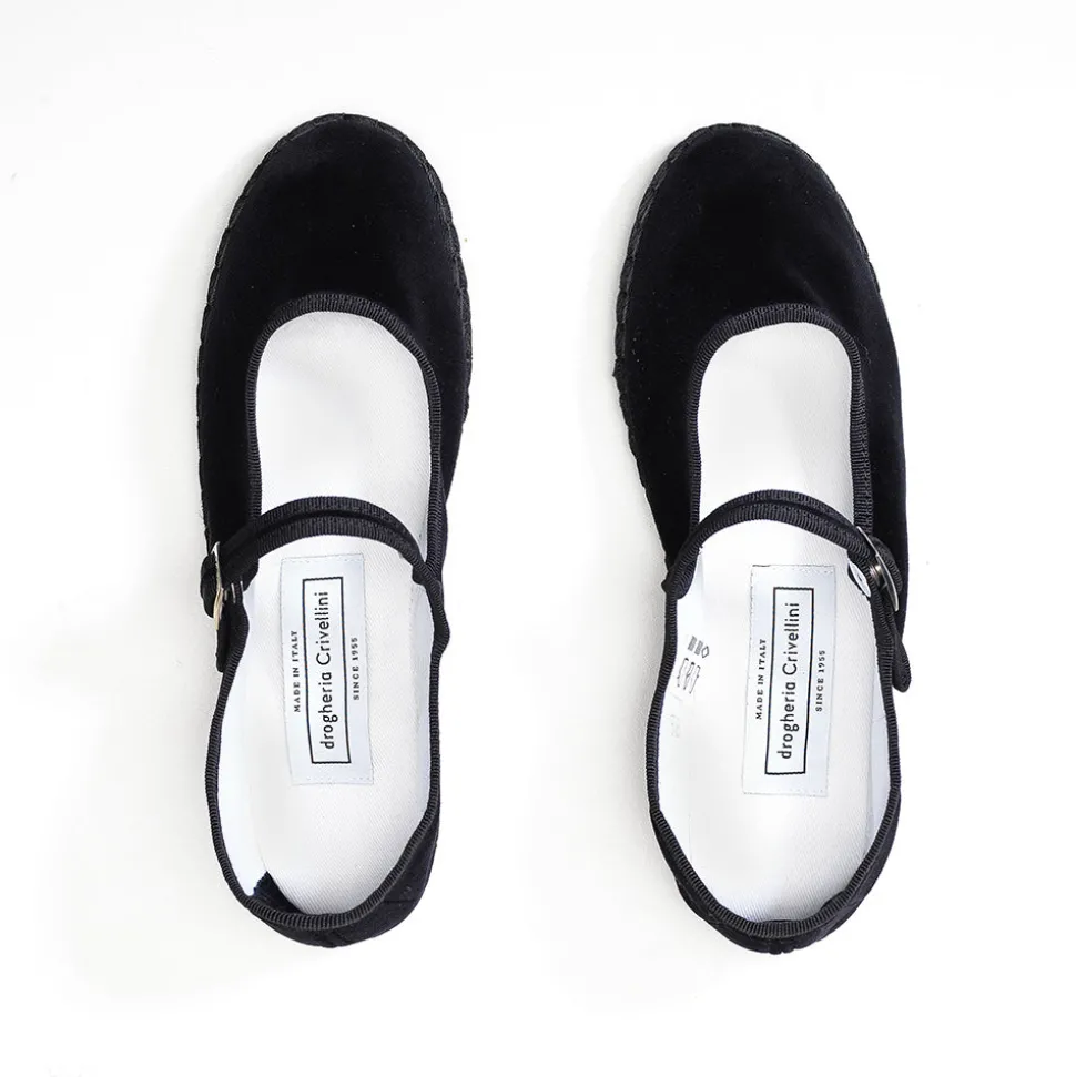 Drogheria Crivellini - Ballerines Jane Velvelt à attache - Noir