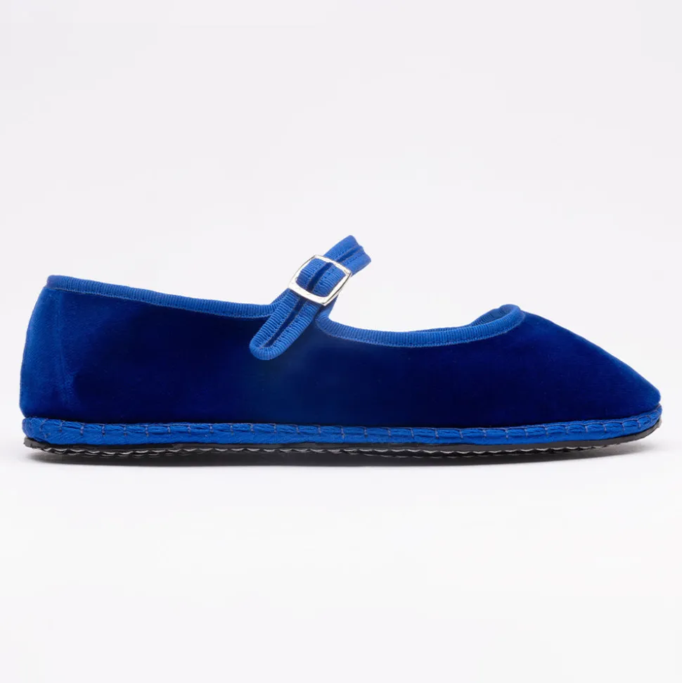 Drogheria Crivellini - Ballerines Jane Velvelt à attache - Bleu