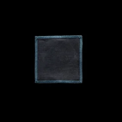 Ensemble de 6 dessous de verre en lin lavé - Bleu encre