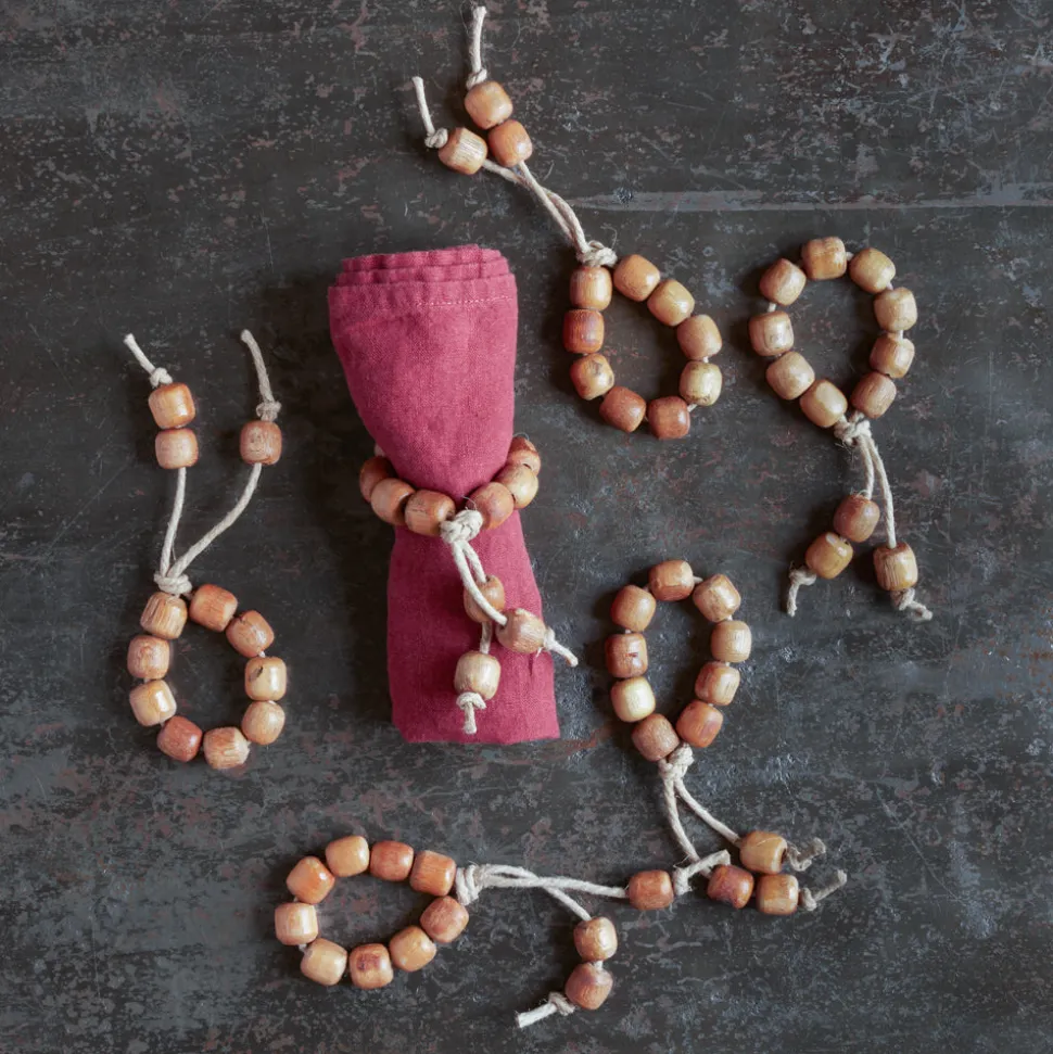 Ensemble de 6 rond de serviettes - Perle Bois