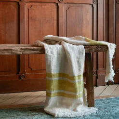Fouta Belge en lin - Rayures Moutarde