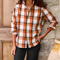 Frank & Eileen - Chemise Eileen - Carreaux Orange et Marron
