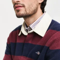 GANT - Polo Extrafine Rayé Rugger - Marine