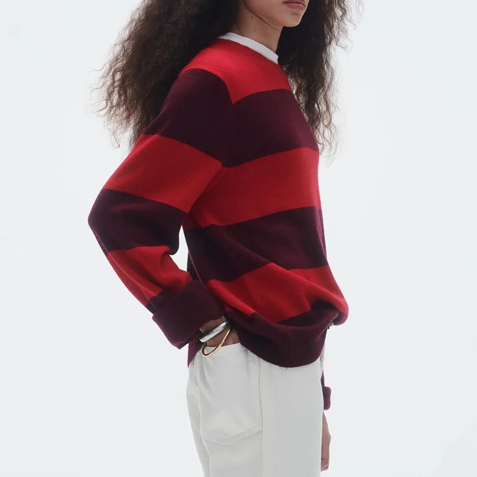 Guest In Residence - Pull Stripe Crew - Rouge & Prune