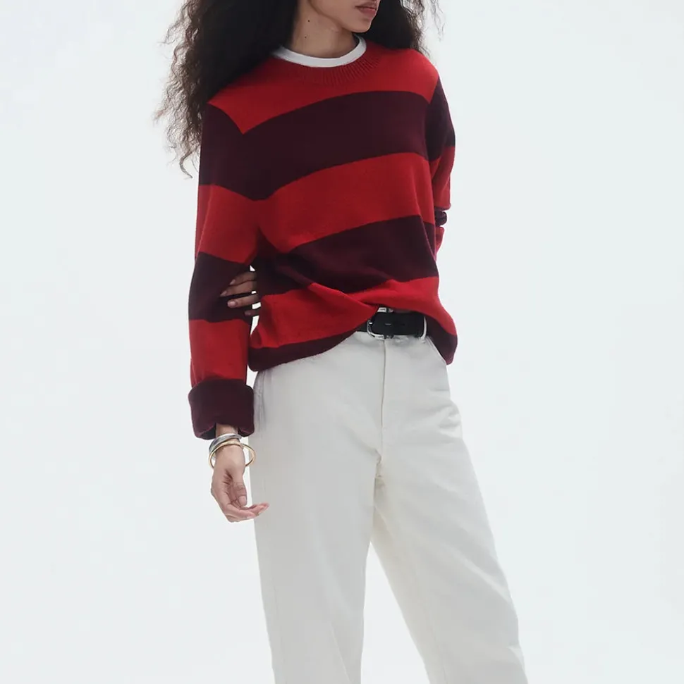 Guest In Residence - Pull Stripe Crew - Rouge & Prune