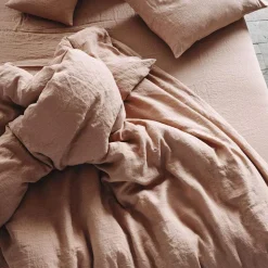 Housse de couette en lin lavé - Rose Argile