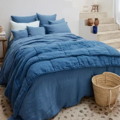 Housse de couette en lin lavé - Bleu Paros