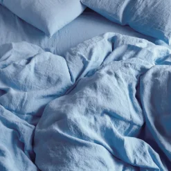 Housse de couette en lin lavé - Bleu Tyrrhénien