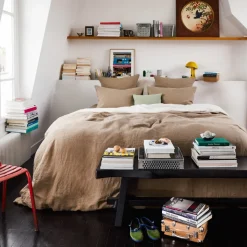 Housse de couette en lin lavé - Brun Cha Iro