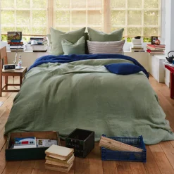 Housse de couette en lin lavé - Vert Komorebi