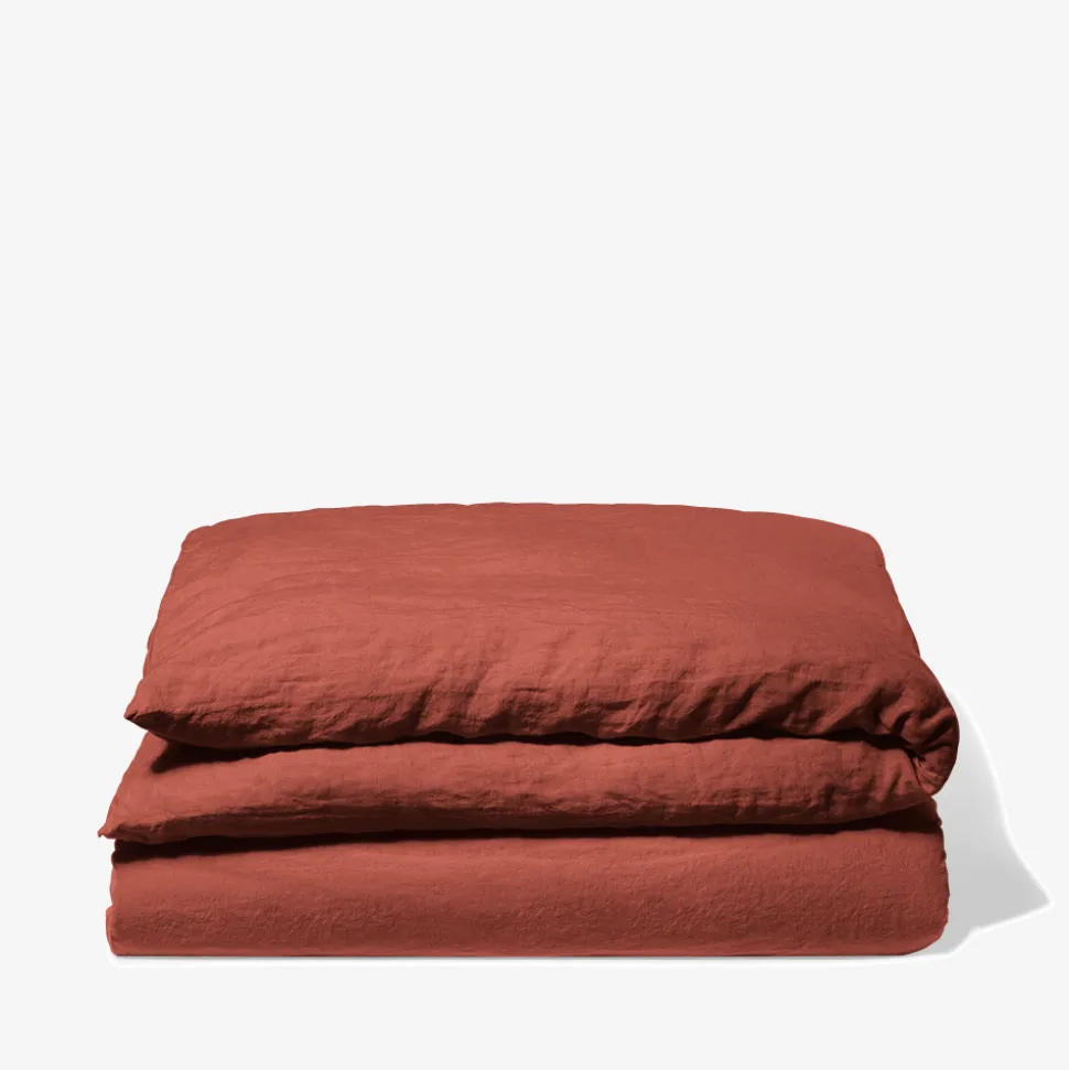 Housse de couette en lin lavé - Rouge Urushi