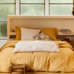 Housse de couette en lin lavé - Carreaux Jaune Asahi